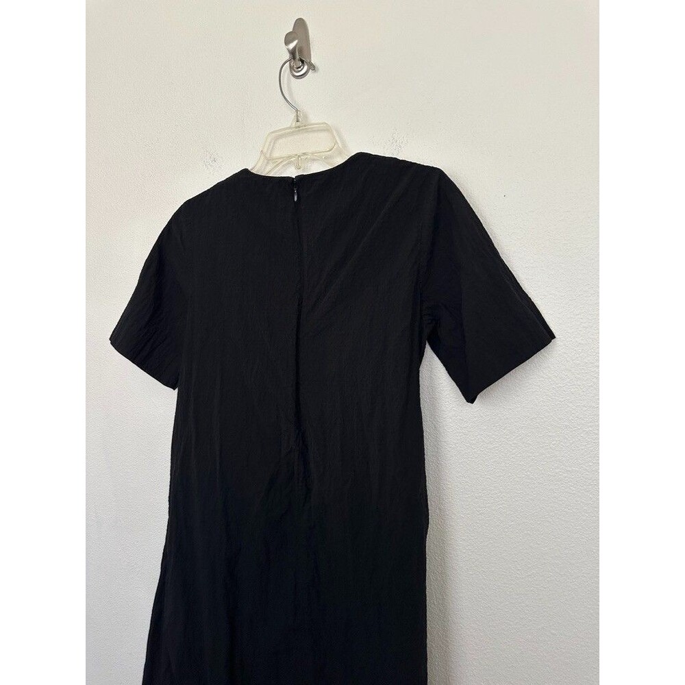 COS Apron Wrap Seersucker Midi Dress Black Tie Minimalist Cotton Women's Size 2 - Picture 11 of 11